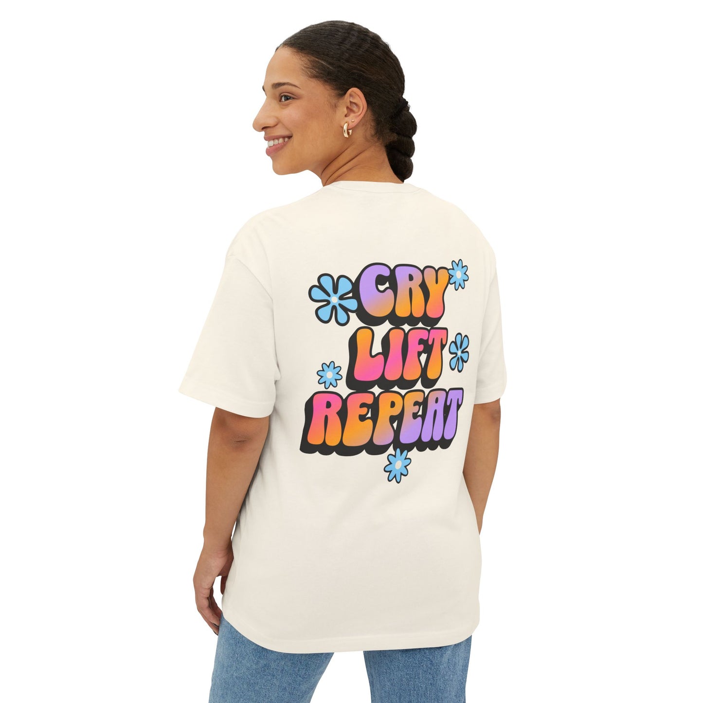 Cry Lift Repeat Oversized Tee, Unisex Boxy T-Shirt