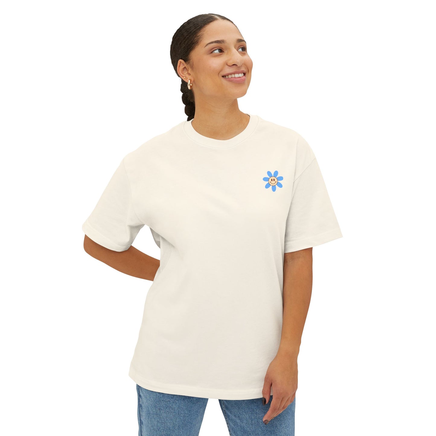 Soft Heart, Hard Barbell, Oversized Tee, Unisex Boxy T-Shirt