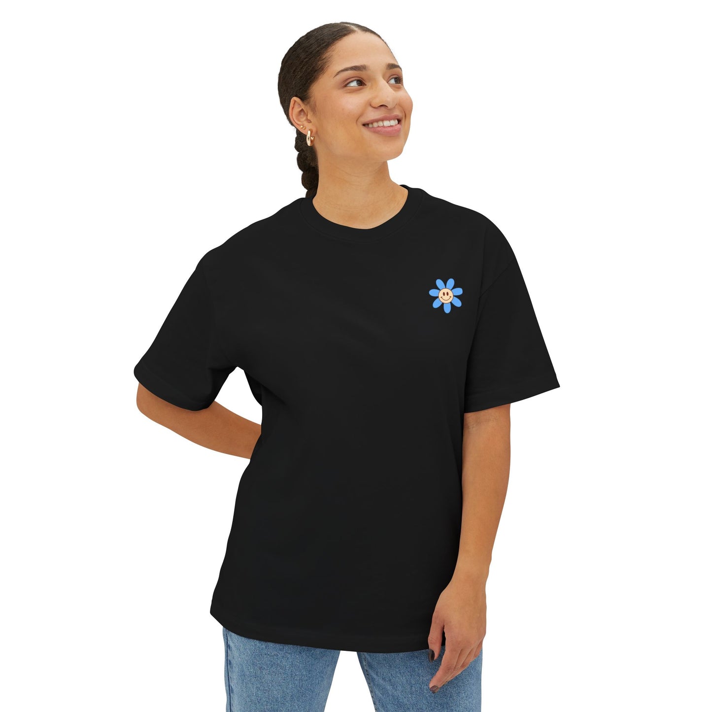 Soft Heart, Hard Barbell, Oversized Tee, Unisex Boxy T-Shirt