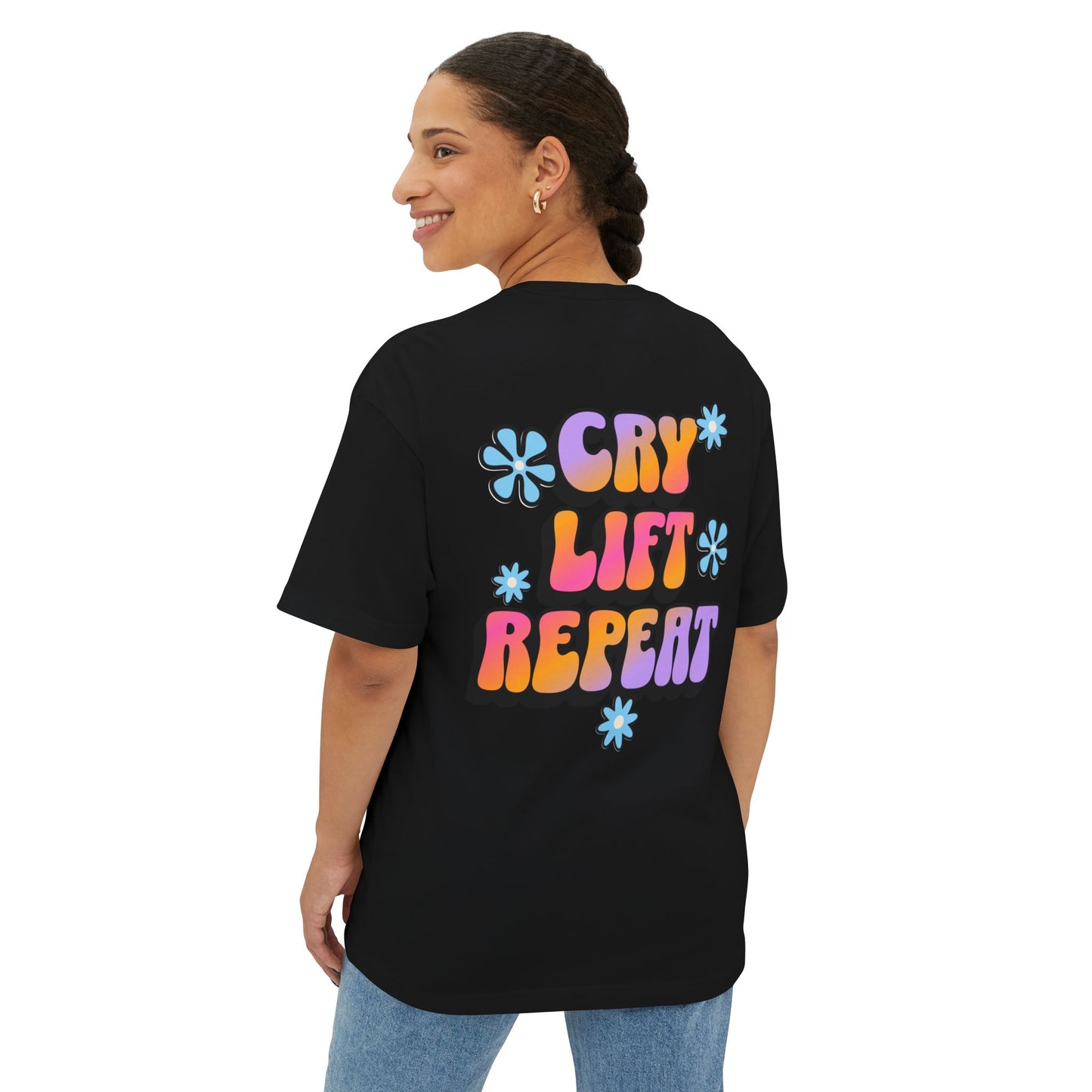 Cry Lift Repeat Oversized Tee, Unisex Boxy T-Shirt